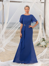 Womens' Elegant Chiffon Round Neckline Mermaid Hem Formal Dress Mother-of-the-Bride Gown